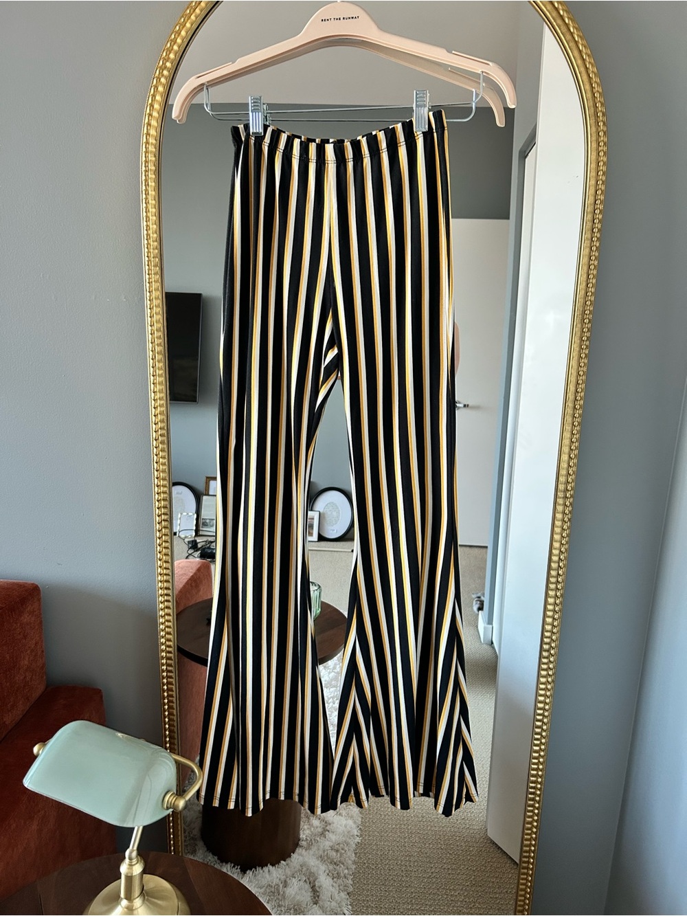 Forever 21 Black and Yellow Striped Flare Pants